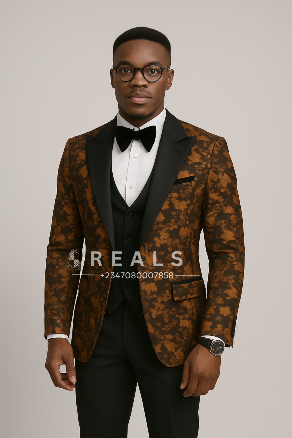 Brown Patterned Tuxedo