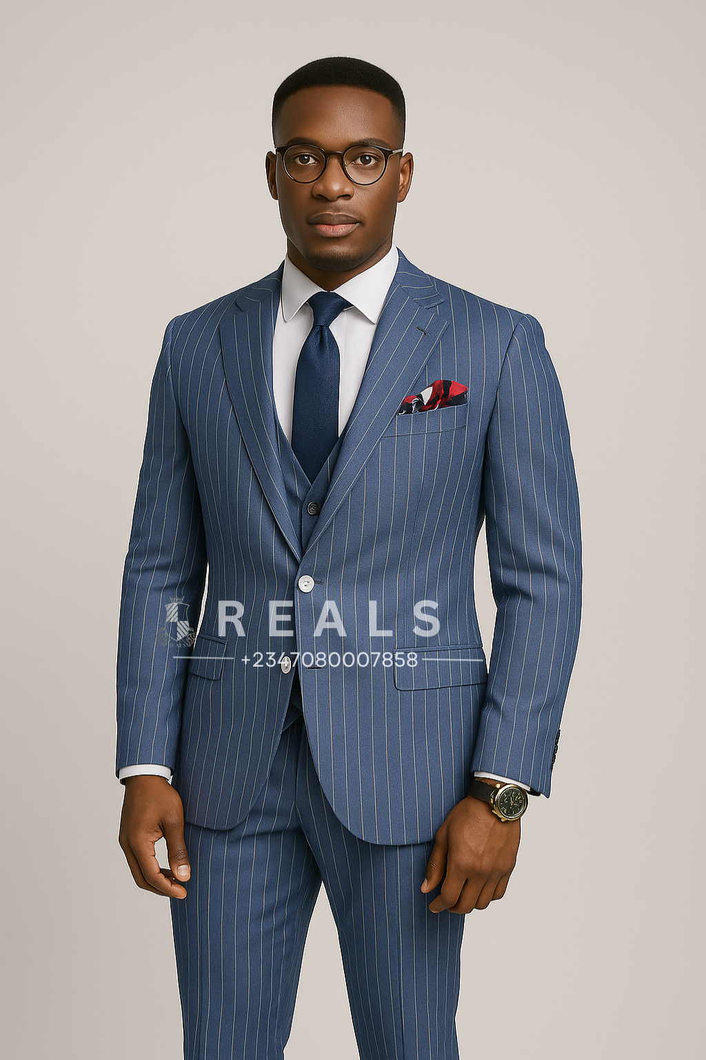Light Blue Pinstripe Three-Piece Suit