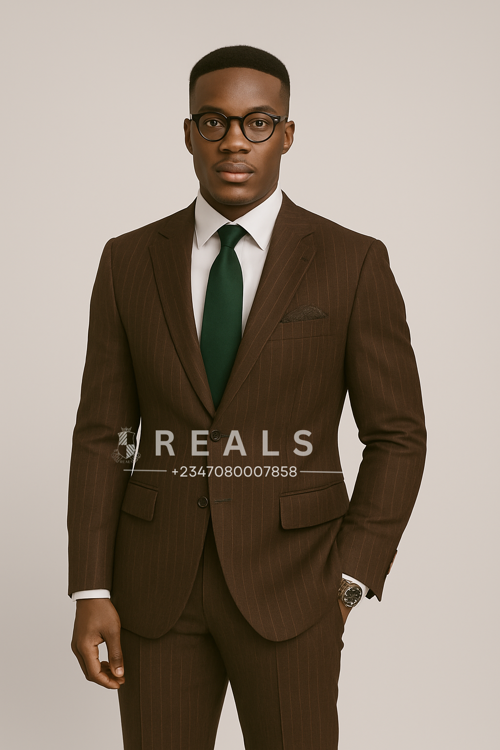 Brown Pinstripe 2piece Suit