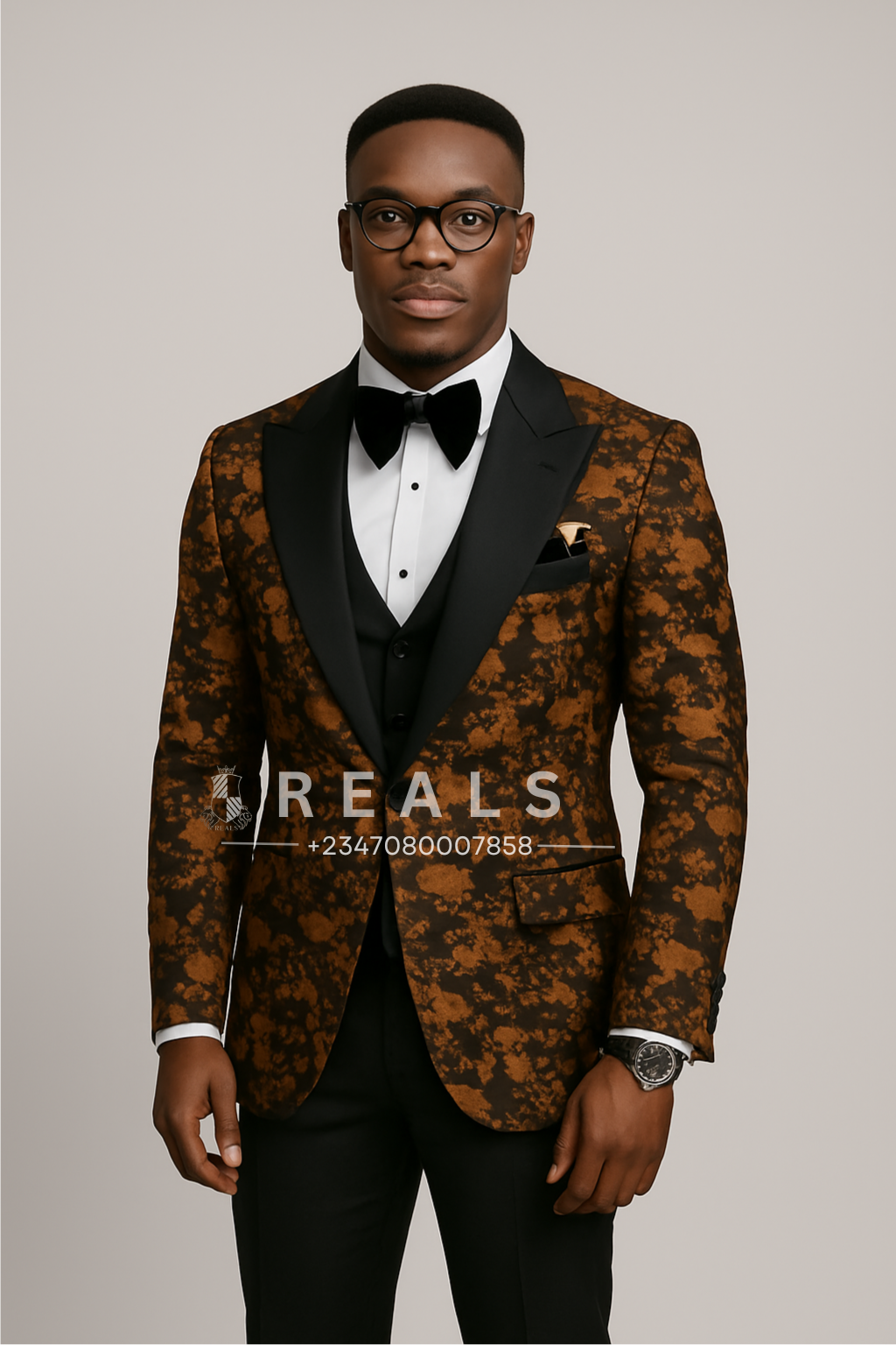 Brown Patterned Tuxedo