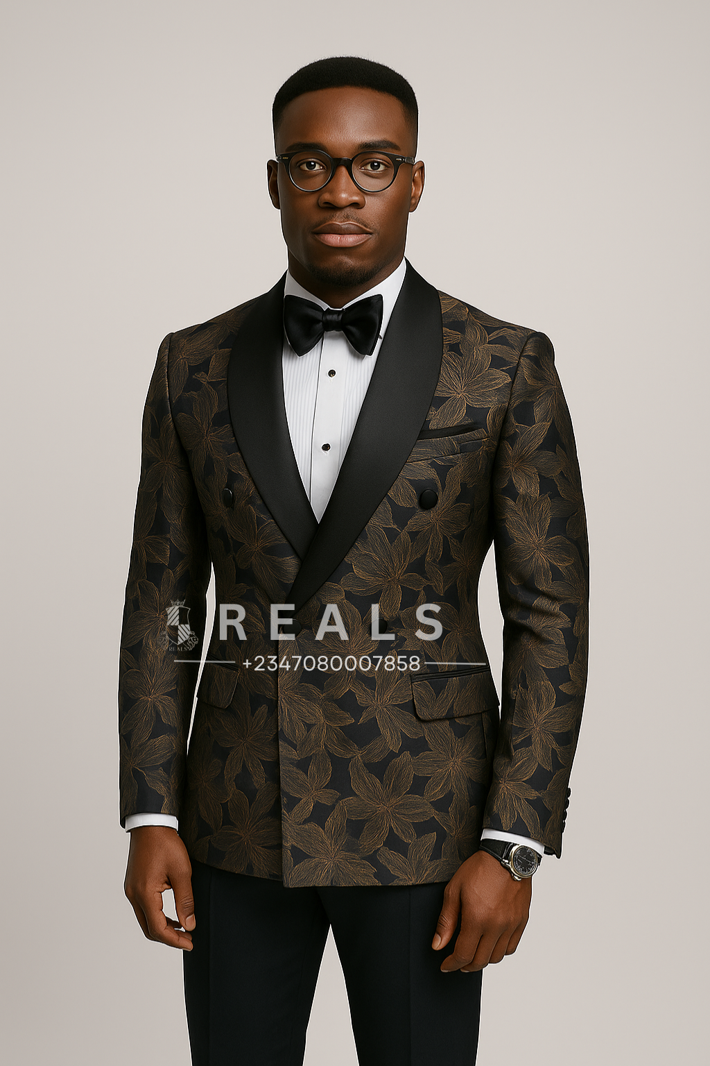 Men's floral pattern tuxedo jacket