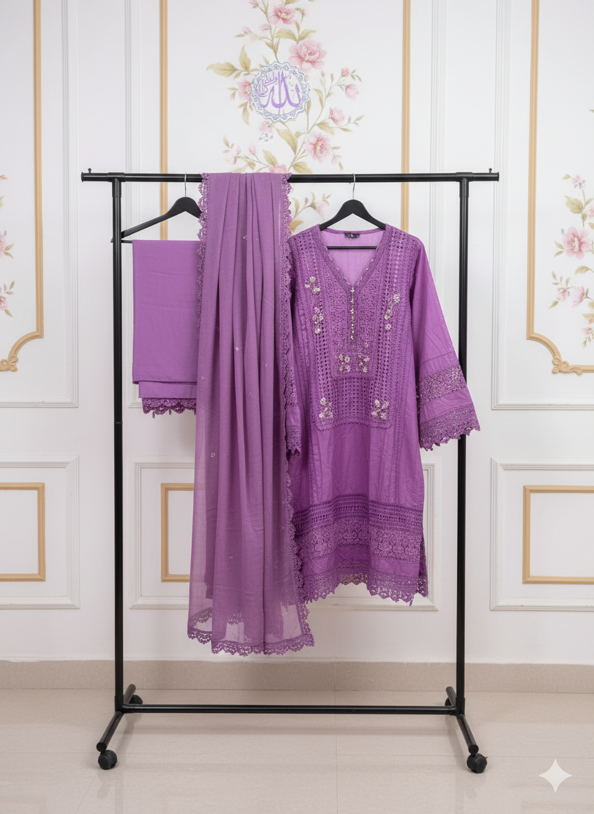 Embroidered Chikankari Set By Ayzel Pret