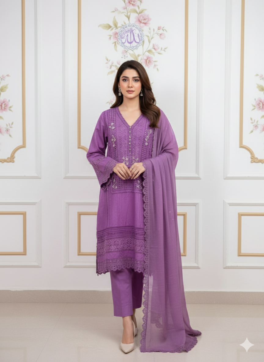 Embroidered Chikankari Set By Ayzel Pret