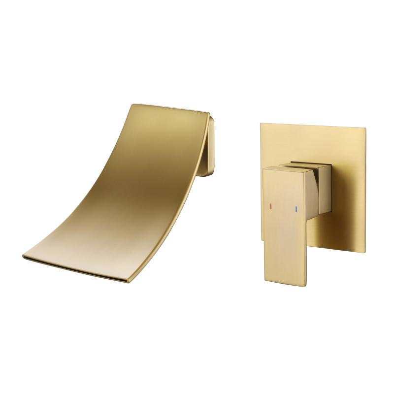 Gold Waterfall Bathroom Faucet Set