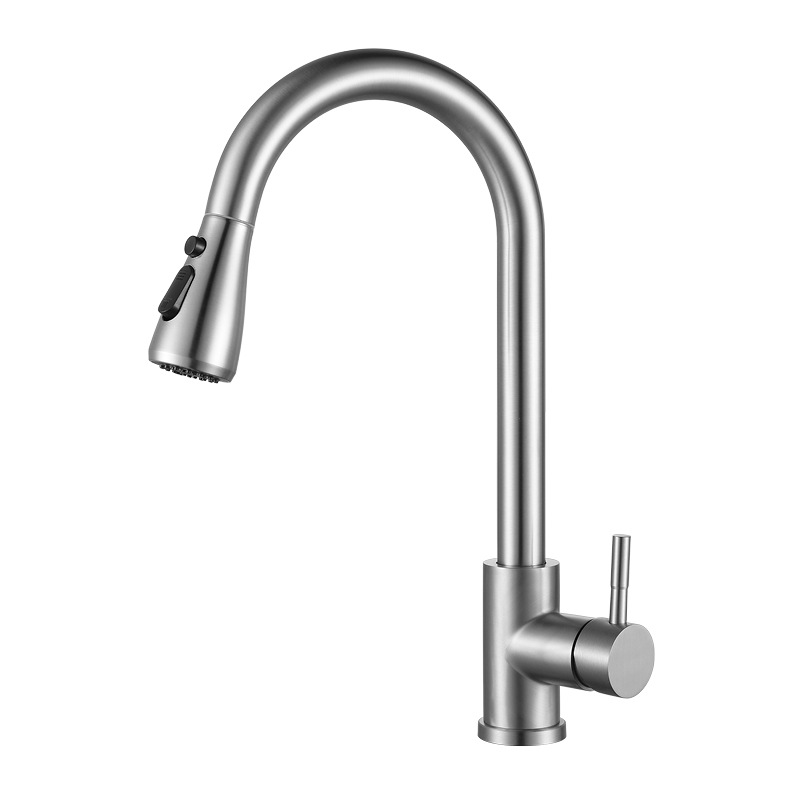 Stainless Steel Pull Down Kitchen Faucet with 360° Swivel Spout, Hot and Cold Water Mixer Tap