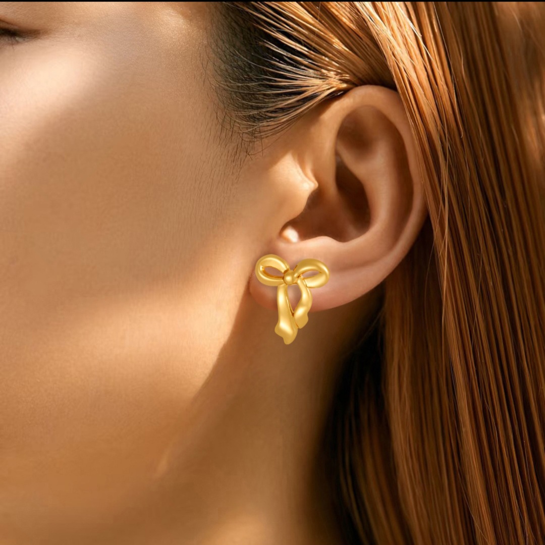 Gold Bow Earrings