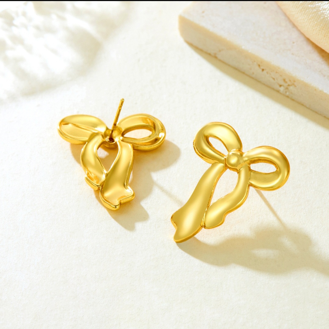 Gold Bow Earrings