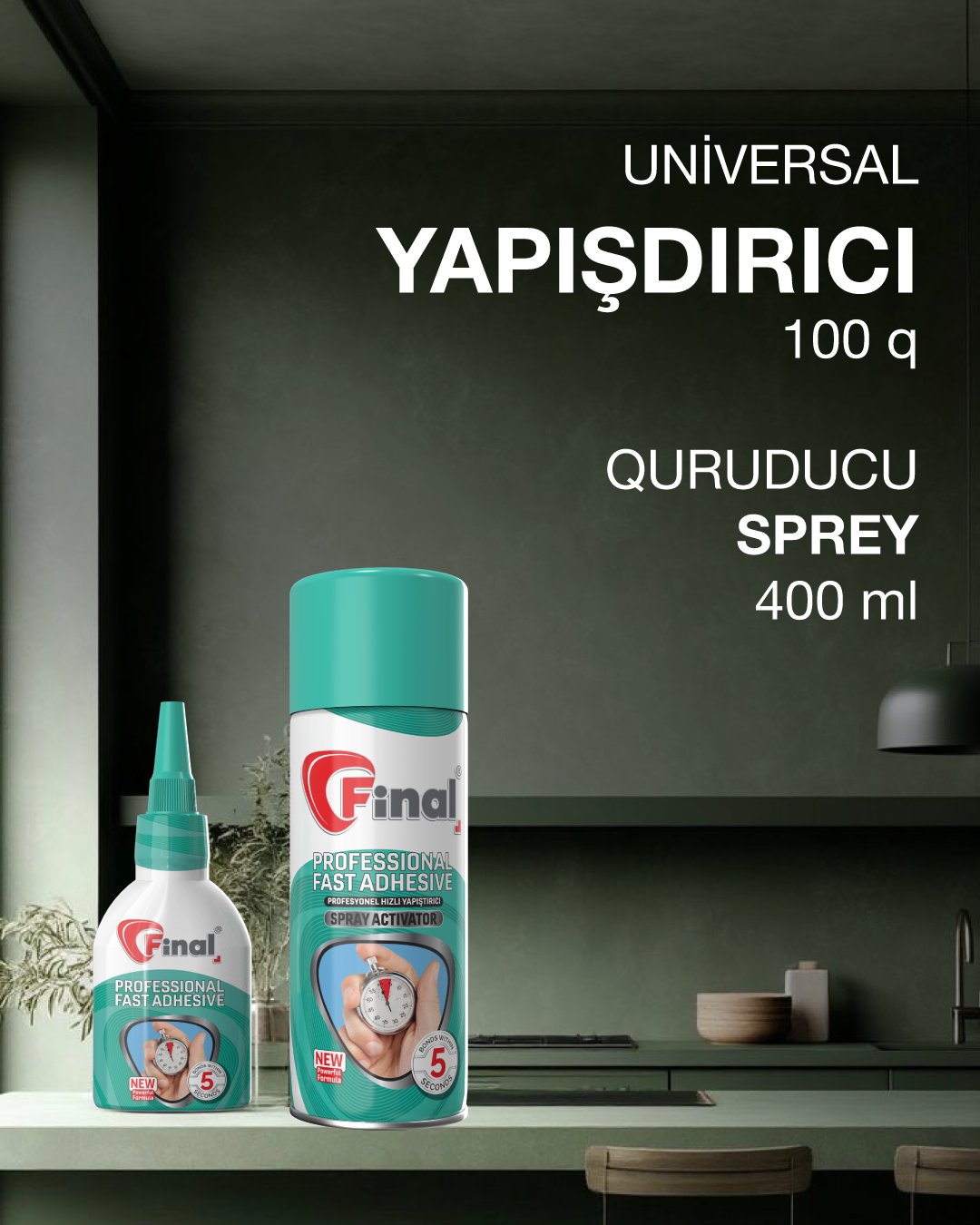Universal Yapışdırıcı 100 q + Quruducu Sprey 400 ml