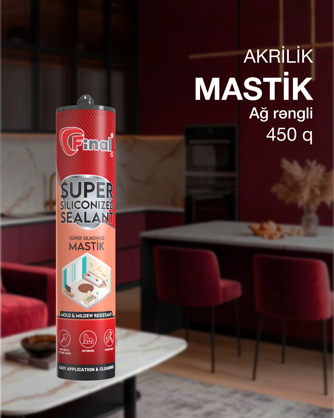 Akrilik Mastik Ağ rəngli 450 q