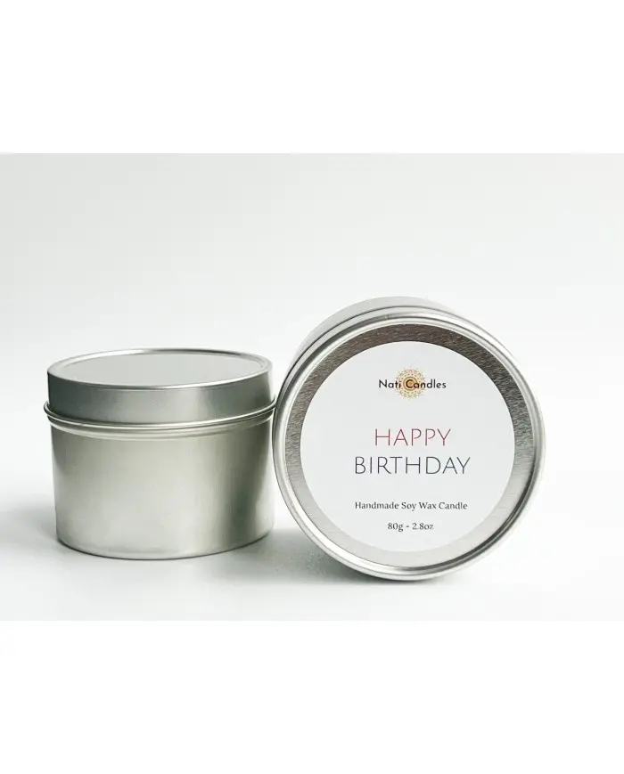 Happy Birthday Tin Candle