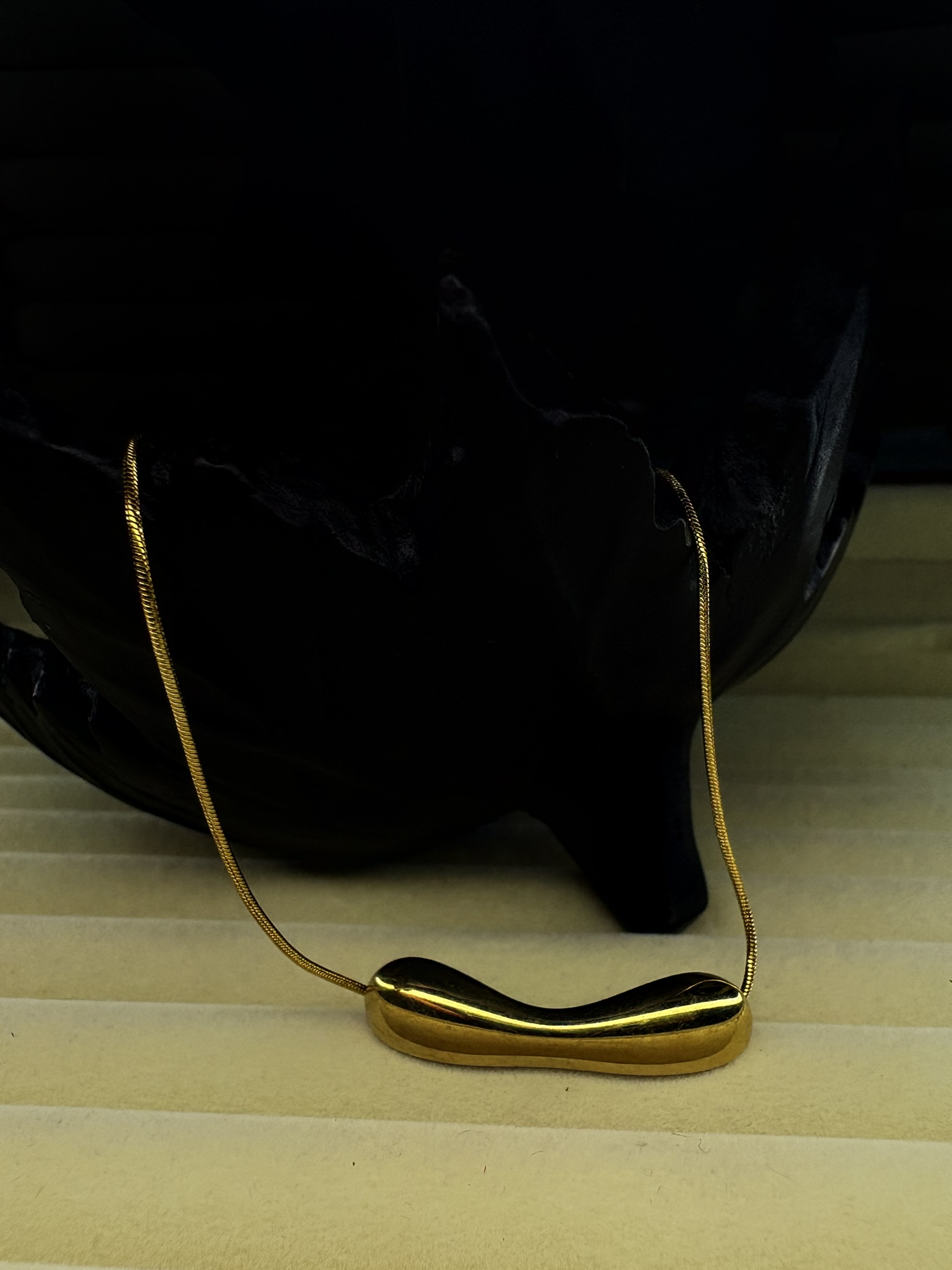 Gold Wave Pendant Necklace