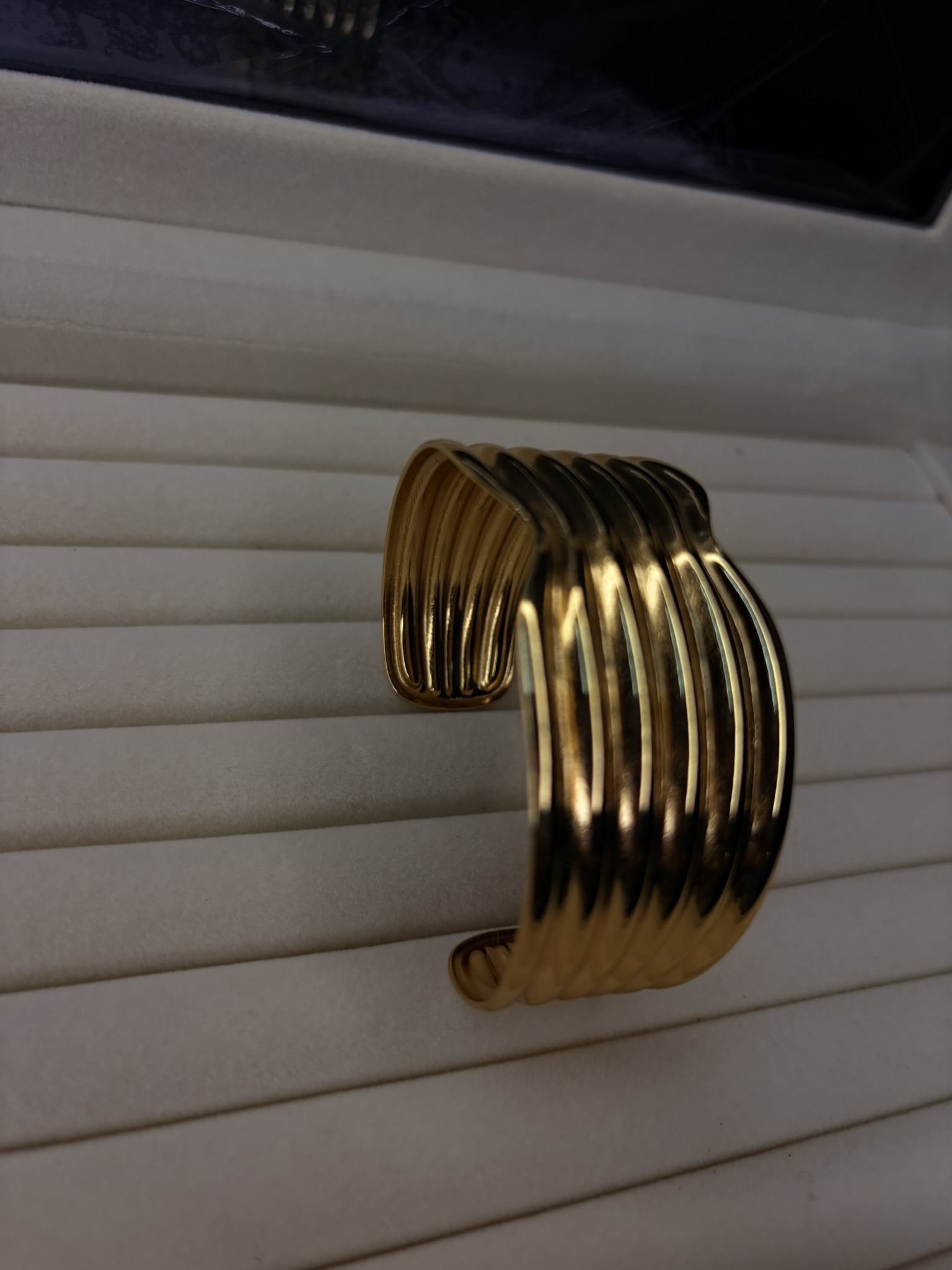 Gold Ribbed Cuff Bracelet