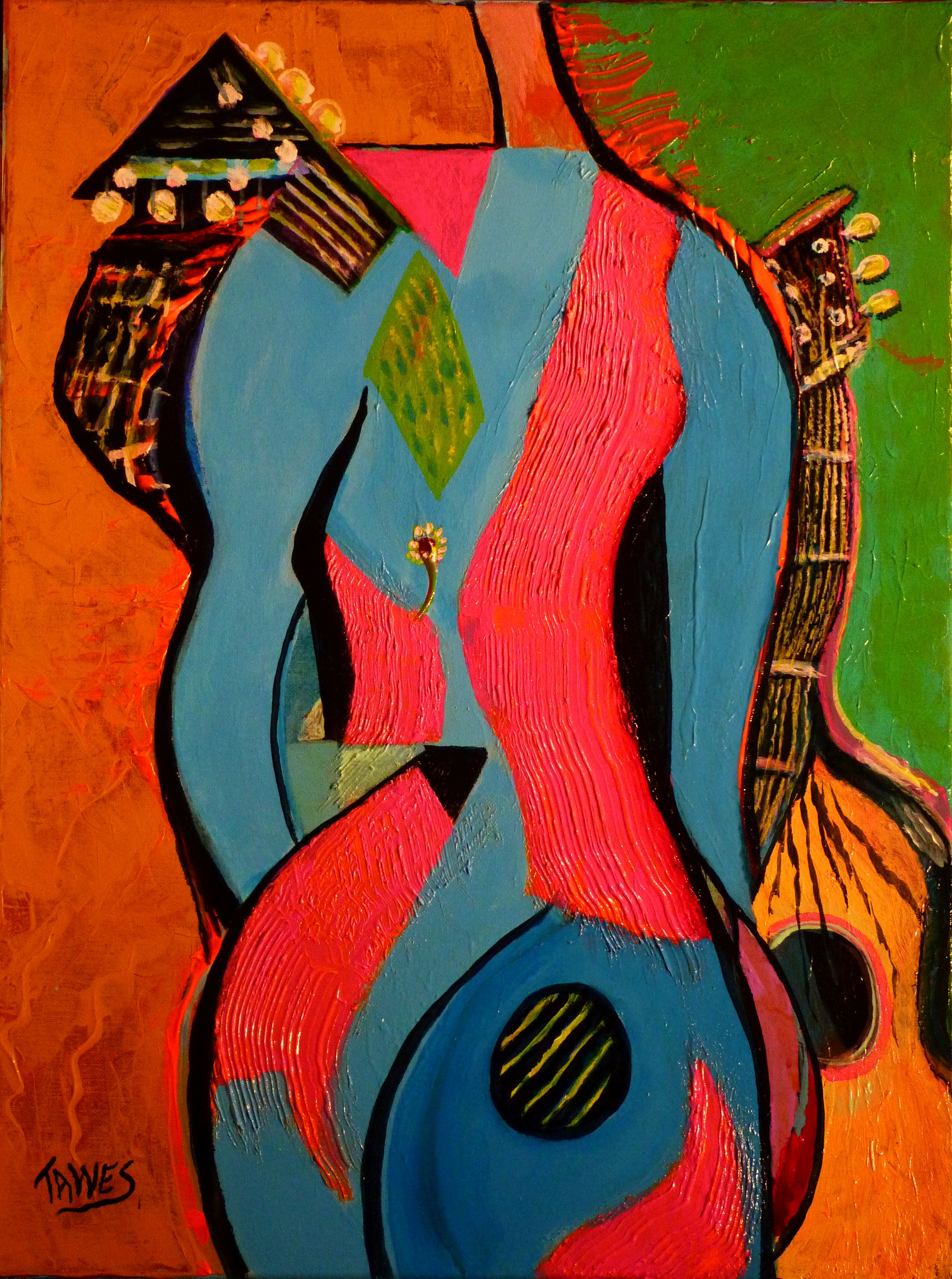 Abstract Nude with Guitar