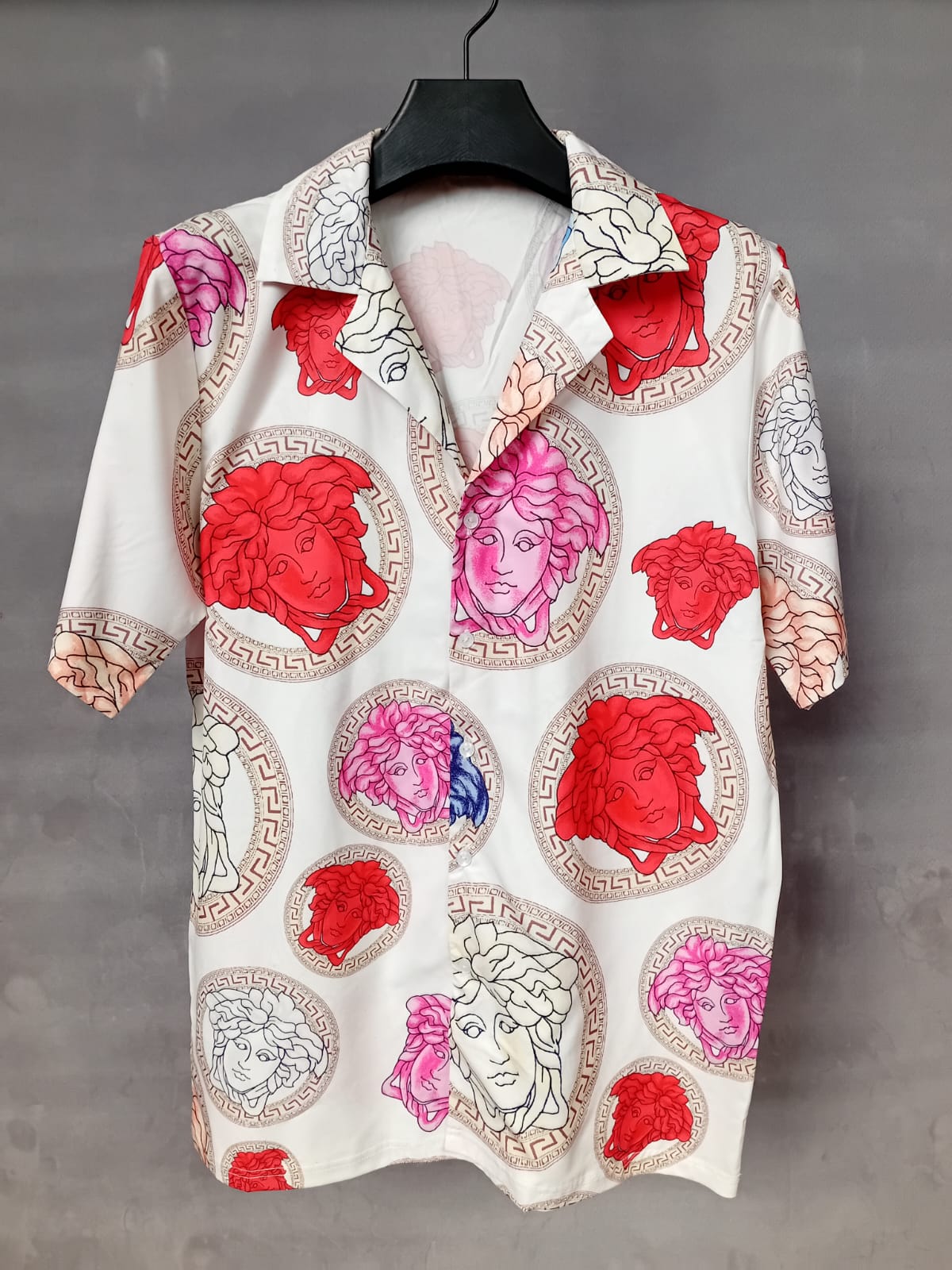 Colorful Medusa Print Short Sleeve Shirt