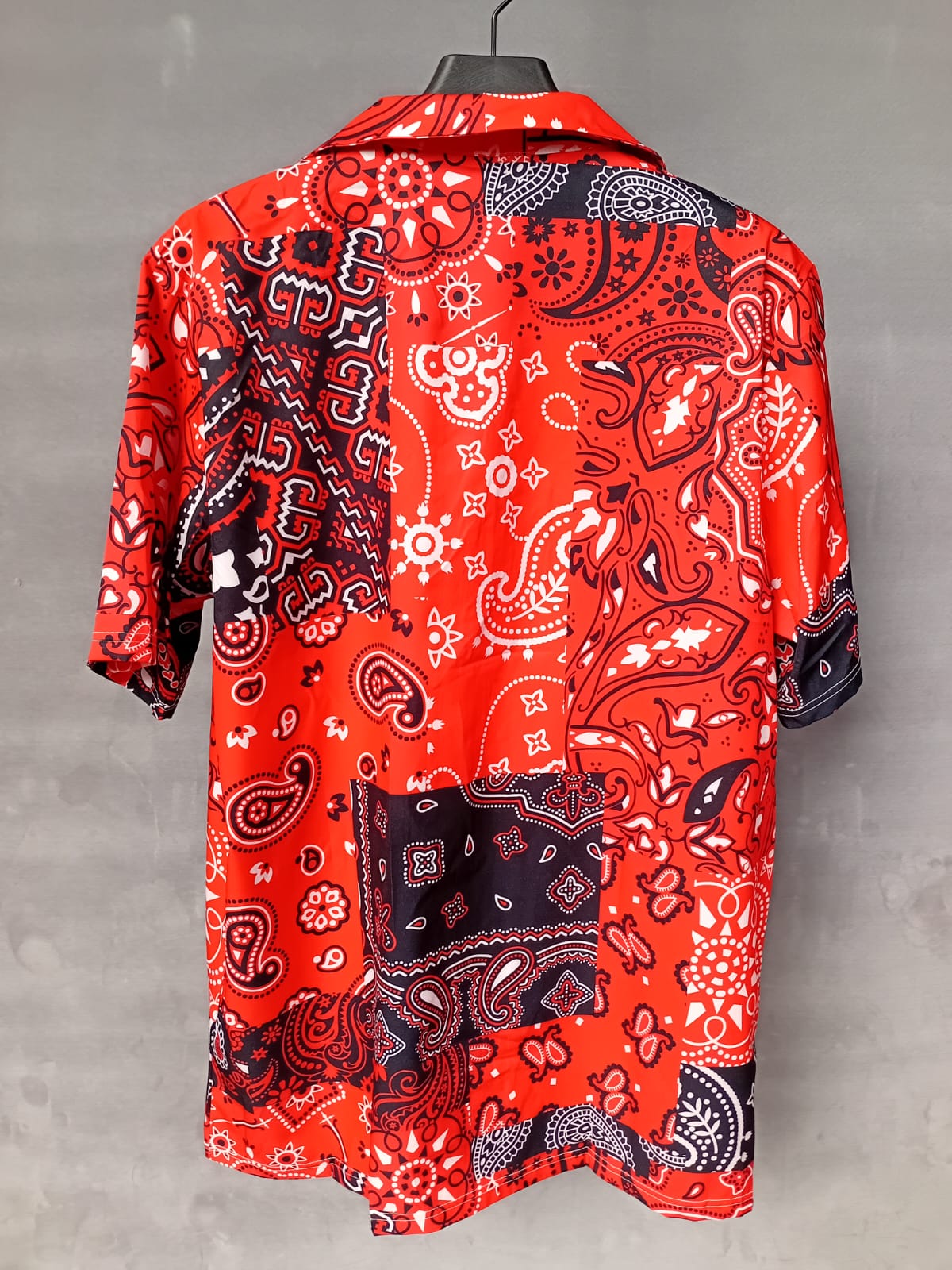 Red Paisley Pattern Short Sleeve Shirt