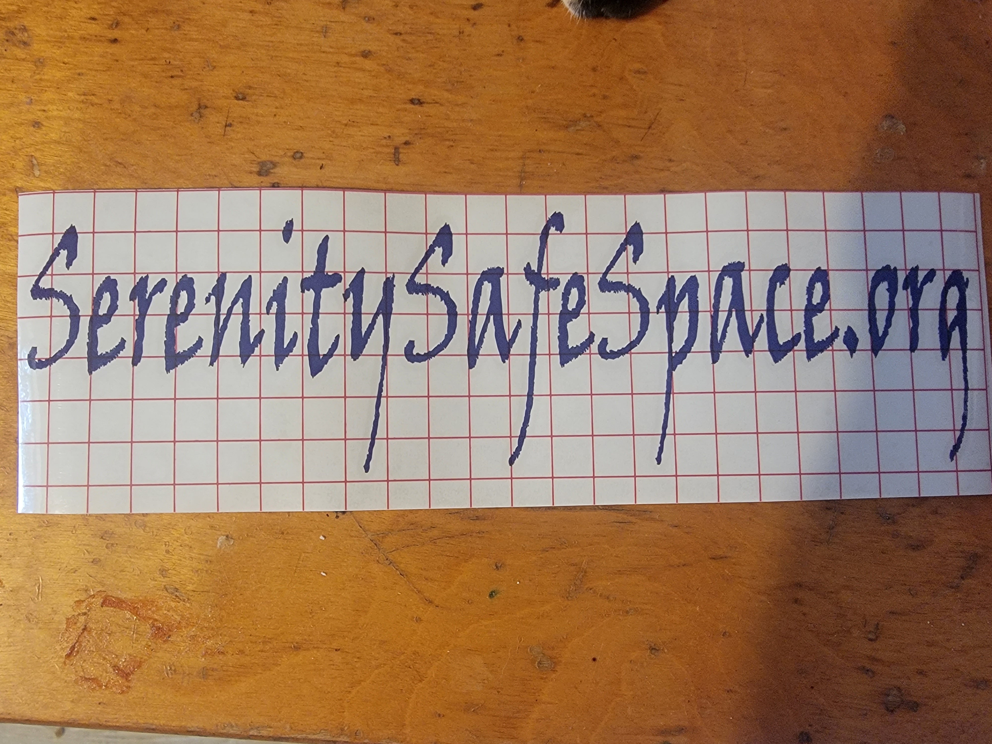 Serenity Safe Space .org Sticker 12 in by 3 in
