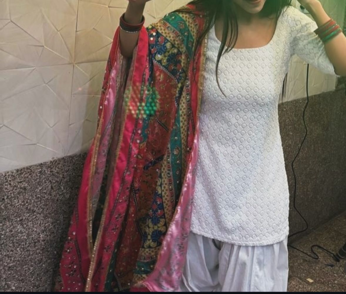 Traditional punjabi suit with embroidered dupatta 