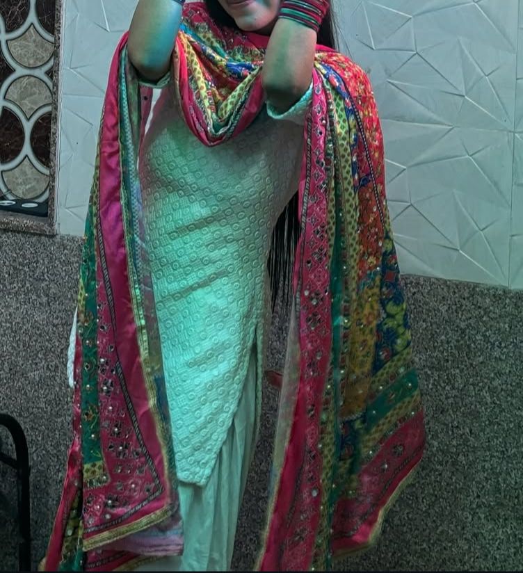 Traditional punjabi suit with embroidered dupatta