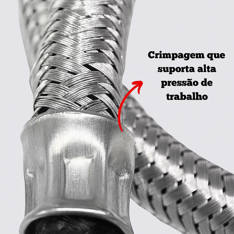 Mangueira de Gás Revestida Aço Inox + 2 Abraçadeiras - 1m / 1,20m / 1,50m 