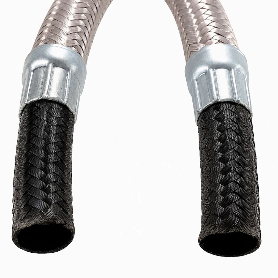 Mangueira de Gás Revestida Aço Inox + 2 Abraçadeiras - 1m / 1,20m / 1,50m 