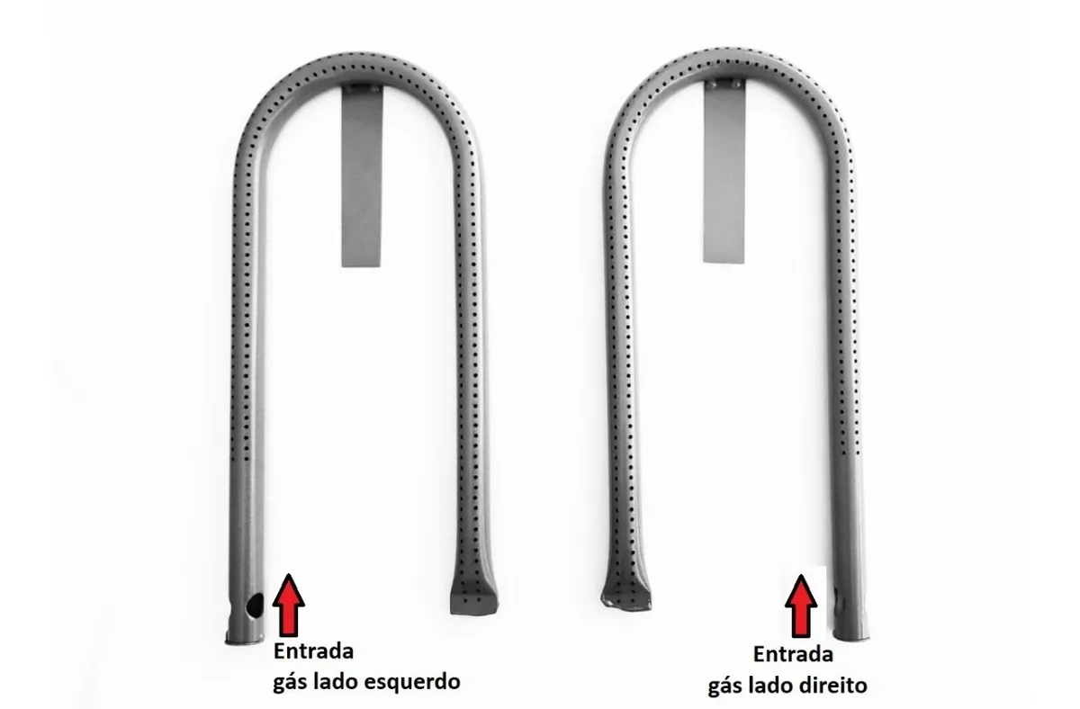 Queimador Tubular Gás Em U Para Chapas Lanche Prensas 2furos
