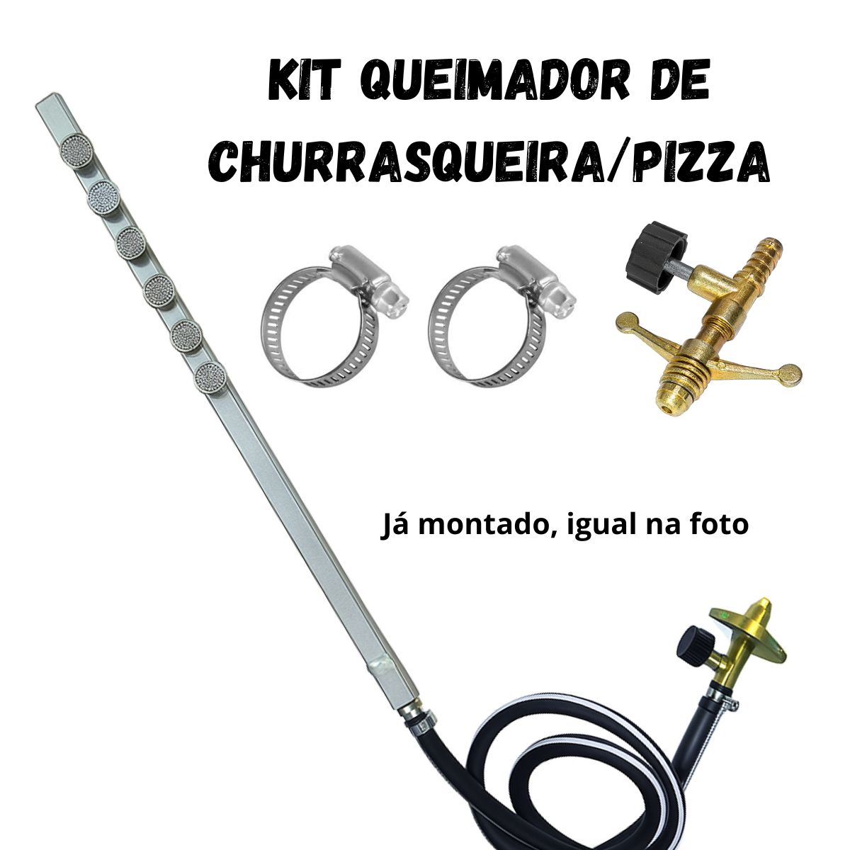 Kit Churrasqueira Bafo e Pizzaria Gas Alta Pressão 55cm