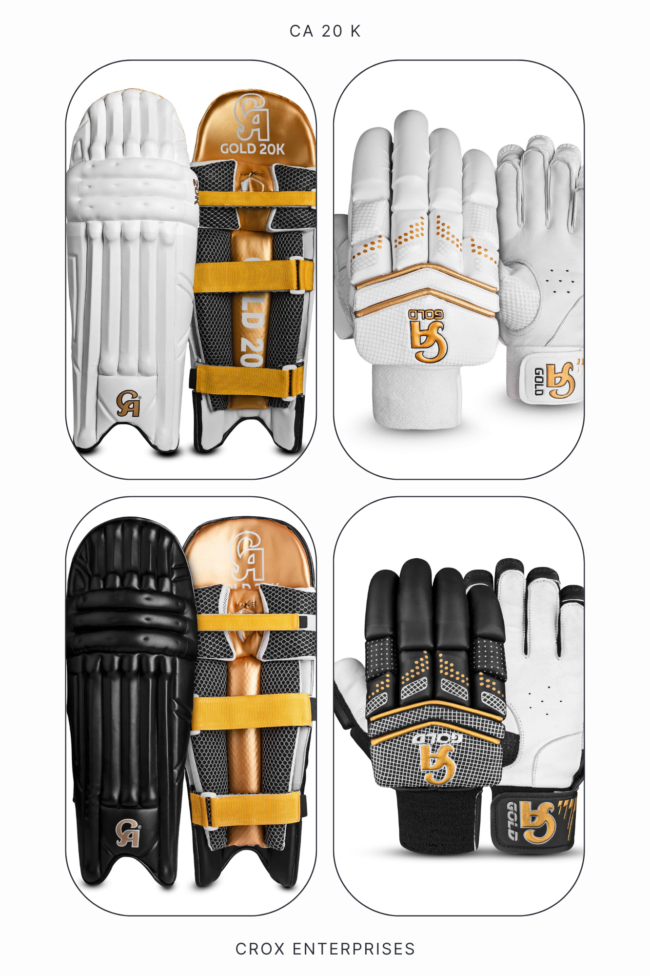 CA 20K Gloves And Pads White and Black Articles Pair