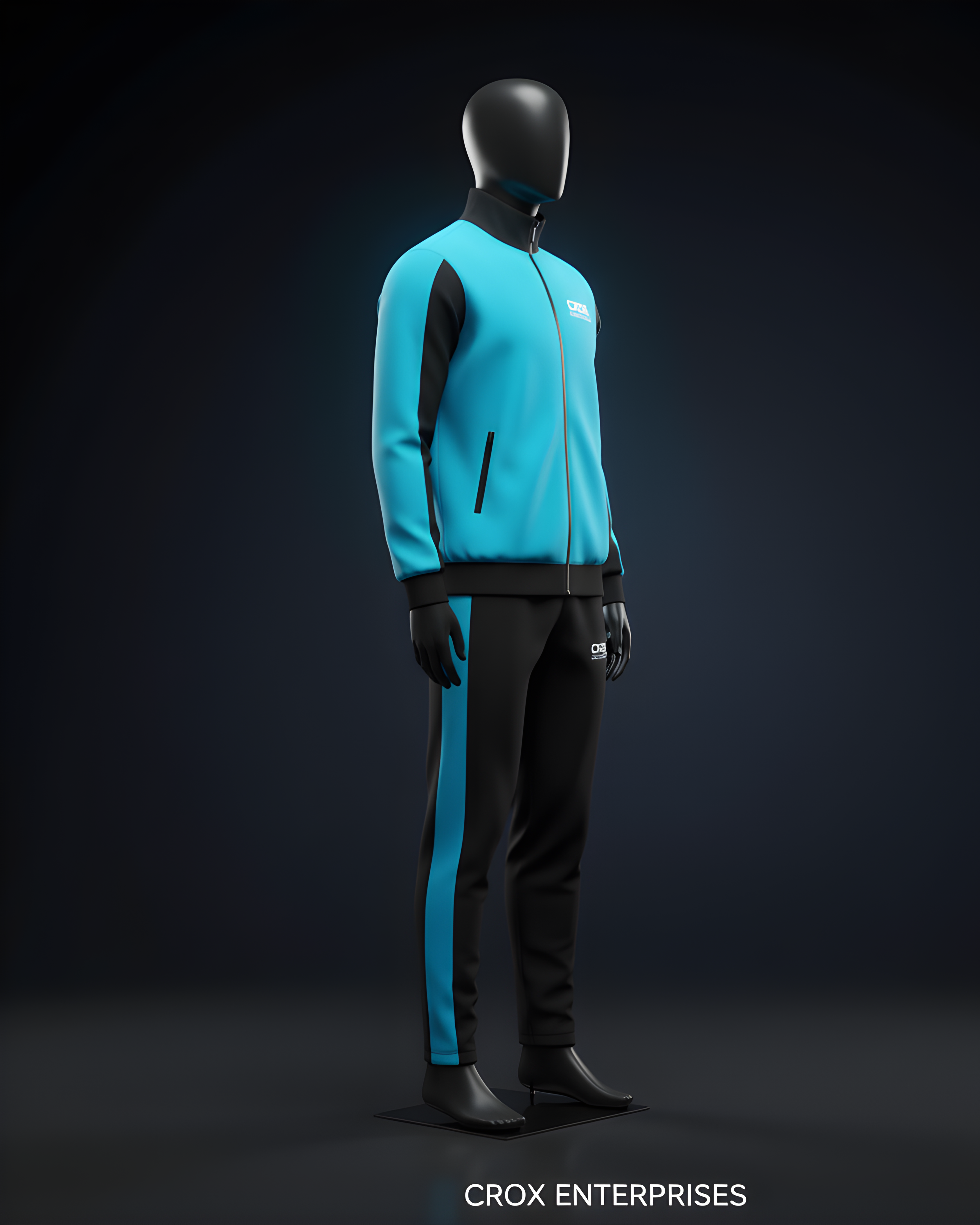 Customized Neon Blue & Black Tracksuit by Crox Enterprises