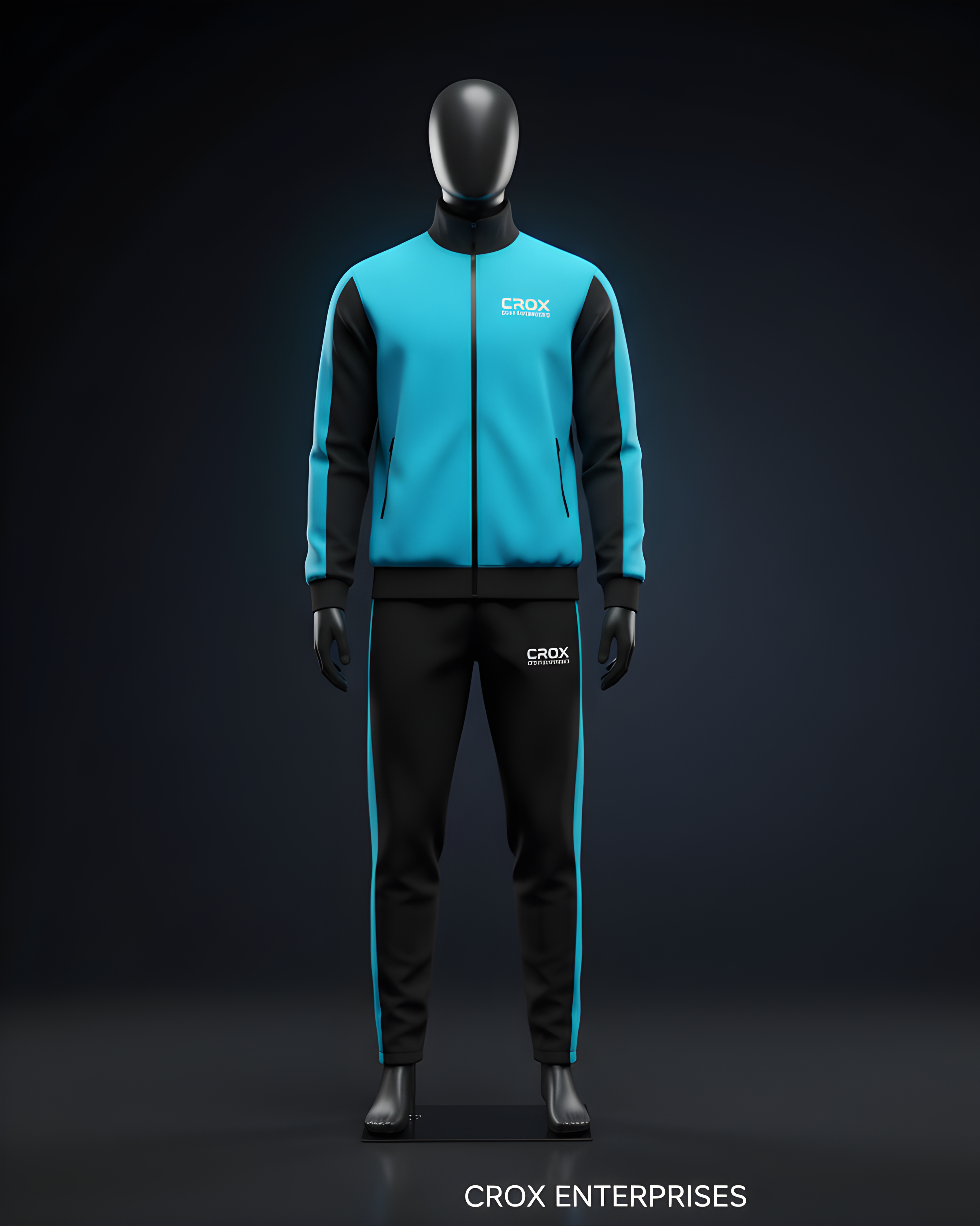 Customized Neon Blue & Black Tracksuit by Crox Enterprises