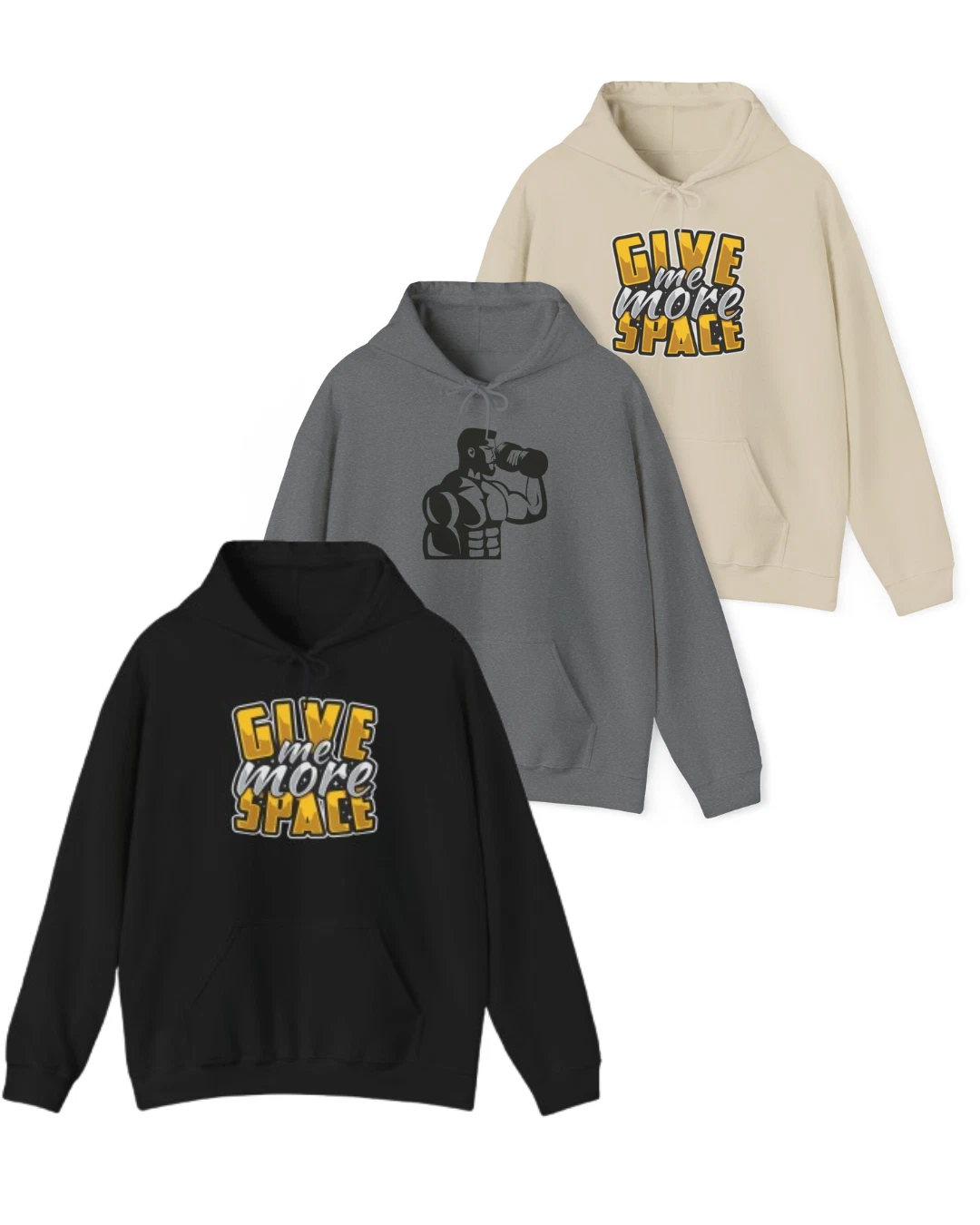 Unisex Athletic Hoodies, Cotton Polyester Blend Regular Fit Pullover Pack of 3