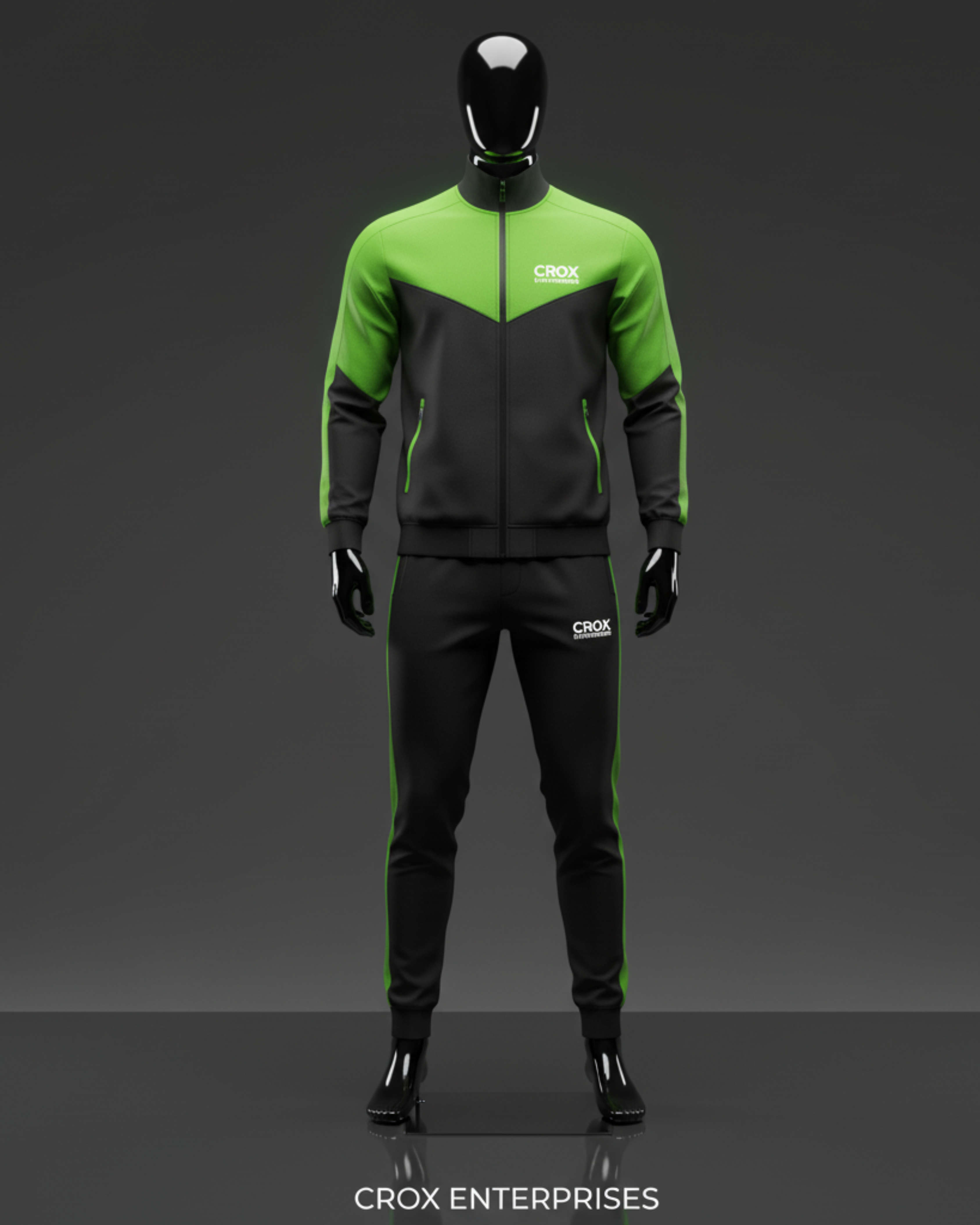Crox Enterprises Neon Green & Black Tracksuit