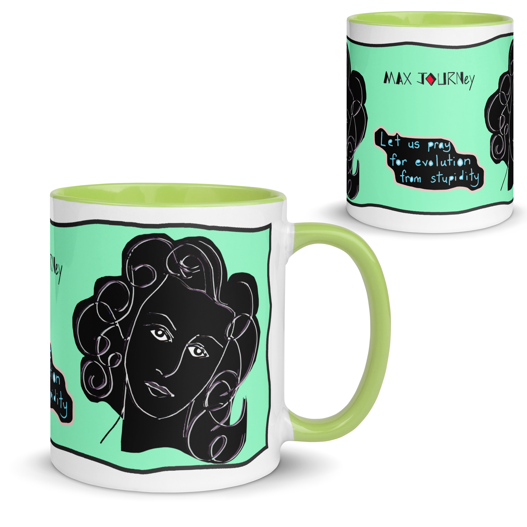 Ceramic Mug with Color Inside - Lead and BPA-free - Green - 11oz