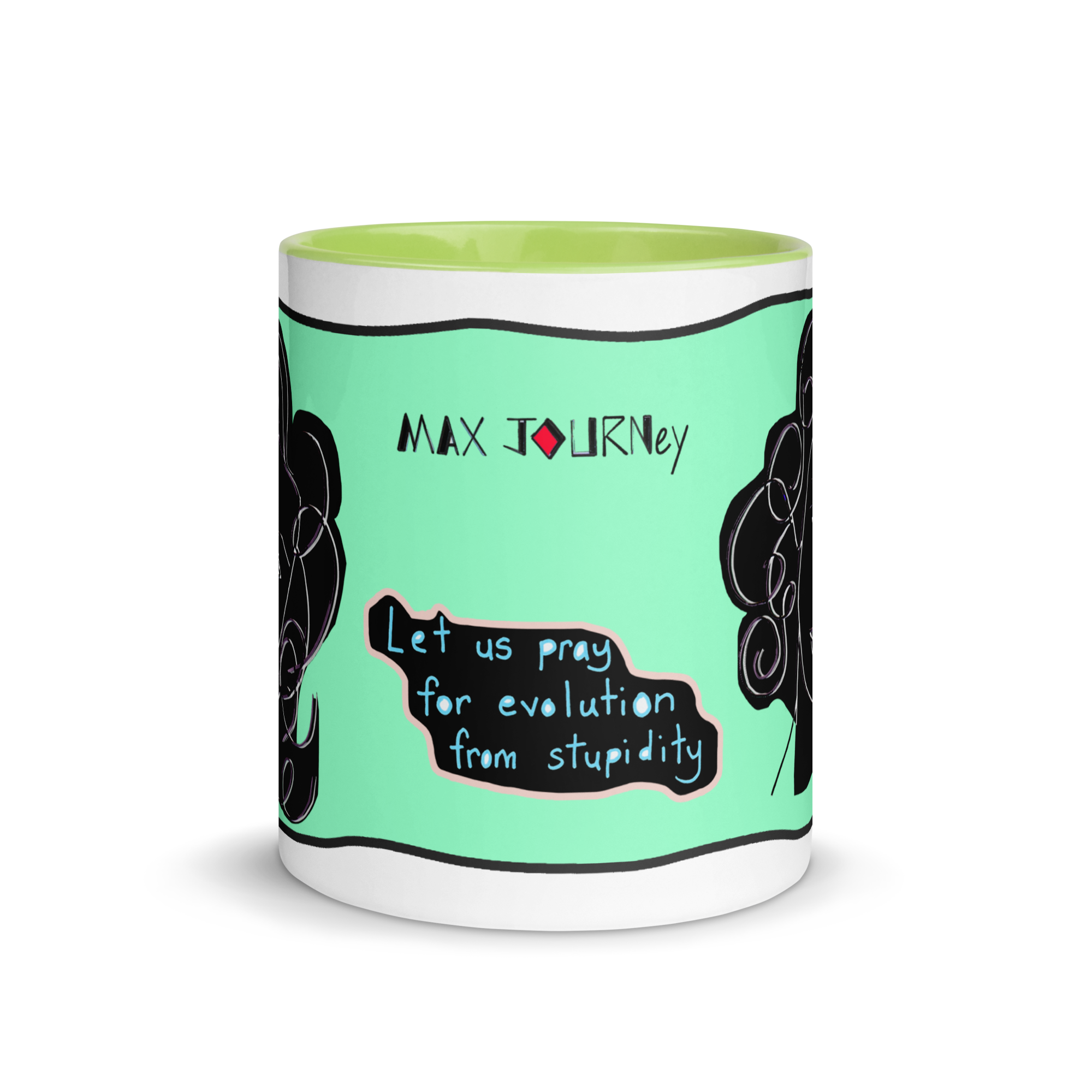 Ceramic Mug with Color Inside - Lead and BPA-free - Green - 11oz