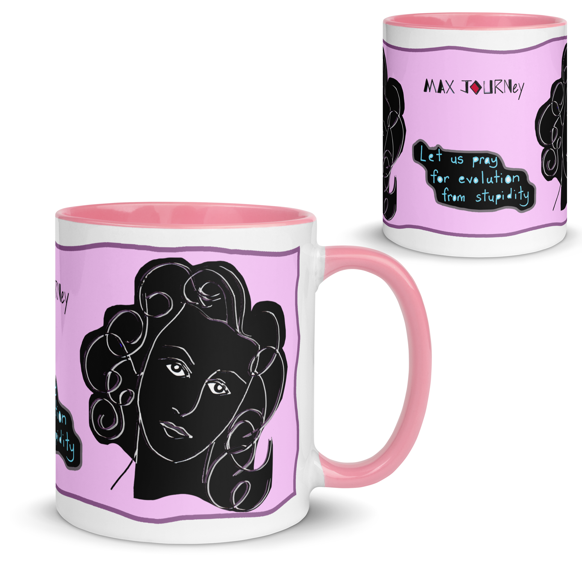 Ceramic Mug with Color Inside - Lead and BPA-free - Pink - 11oz