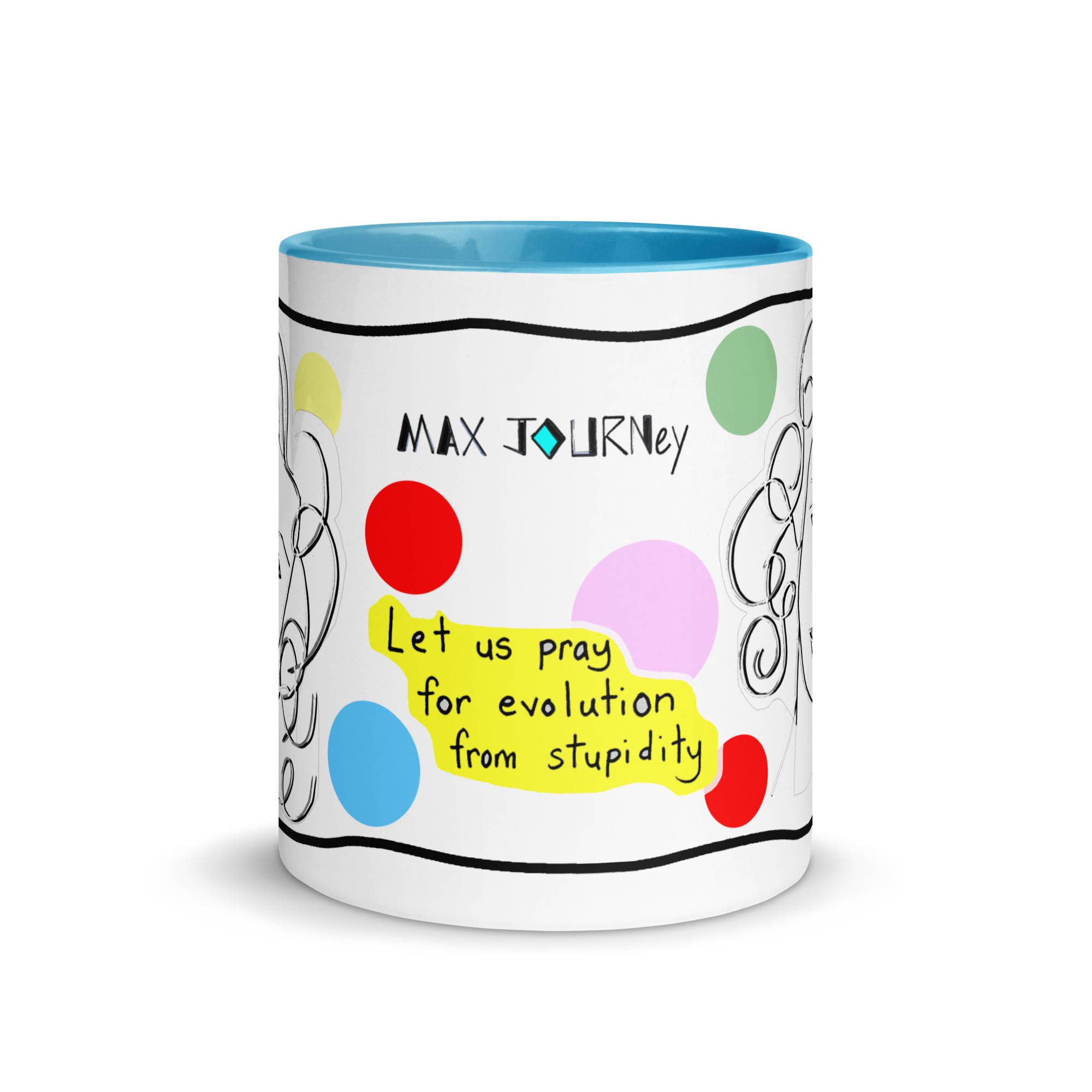 Ceramic Mug with Color Inside - Lead and BPA-free - Blue - 11oz