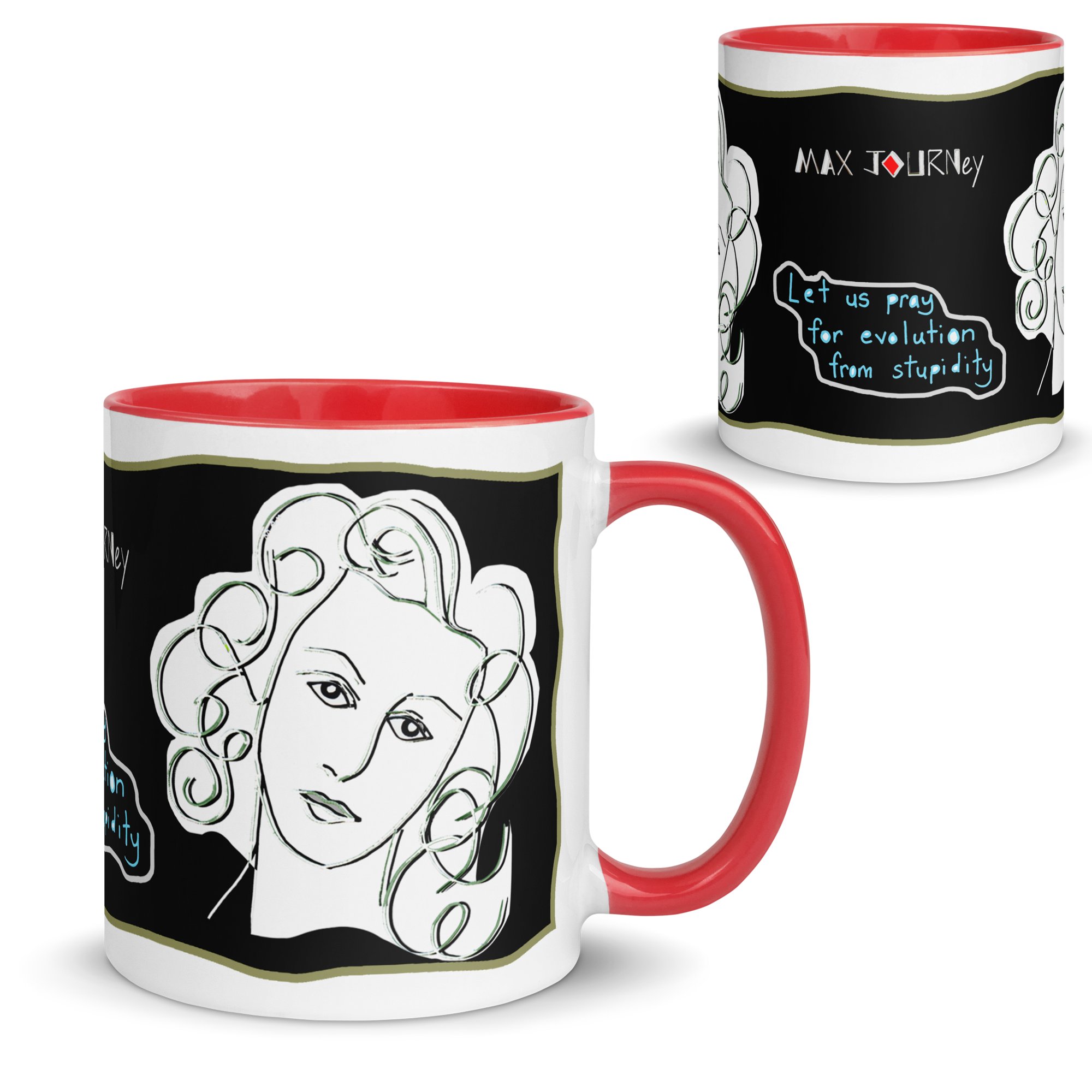 Ceramic Mug with Color Inside - Lead and BPA-free - Red - 11oz