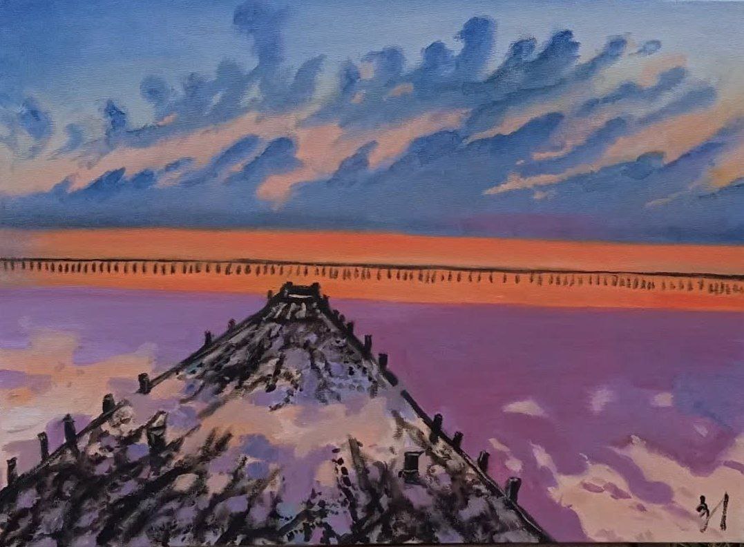 " Рожеве озеро на заході сонця \ Pink lake at sunset "