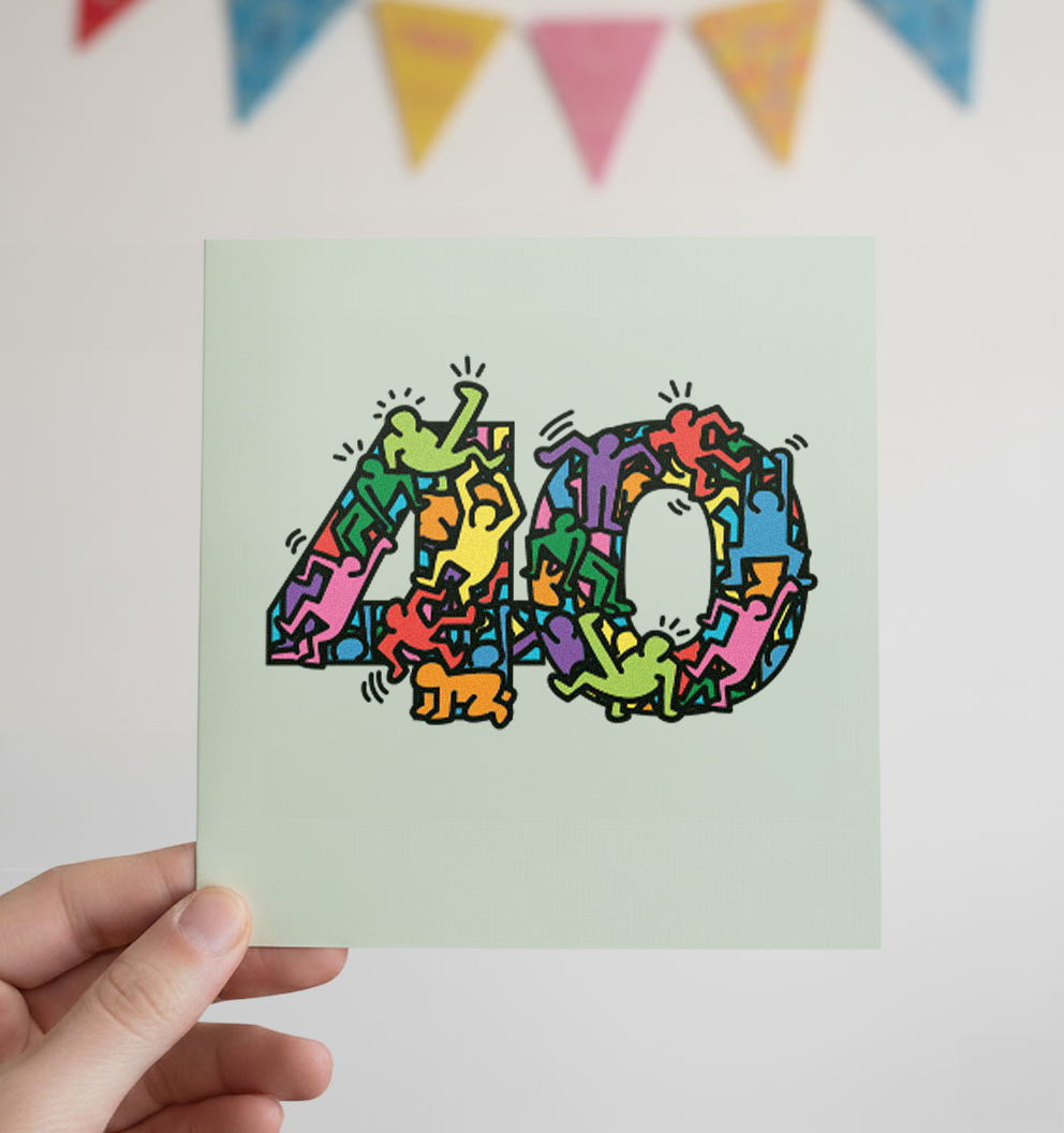 40 - Keith Haring Inspired Birthday Card Printable PDF