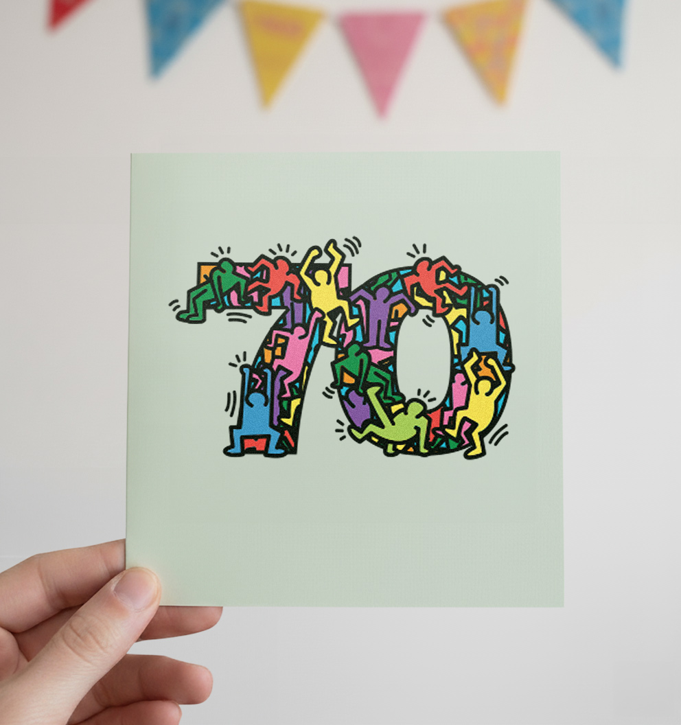 70 - Keith Haring Inspired Birthday Card Printable PDF