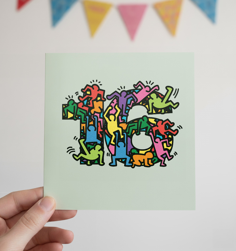 16 - Keith Haring Inspired Birthday Card Printable PDF