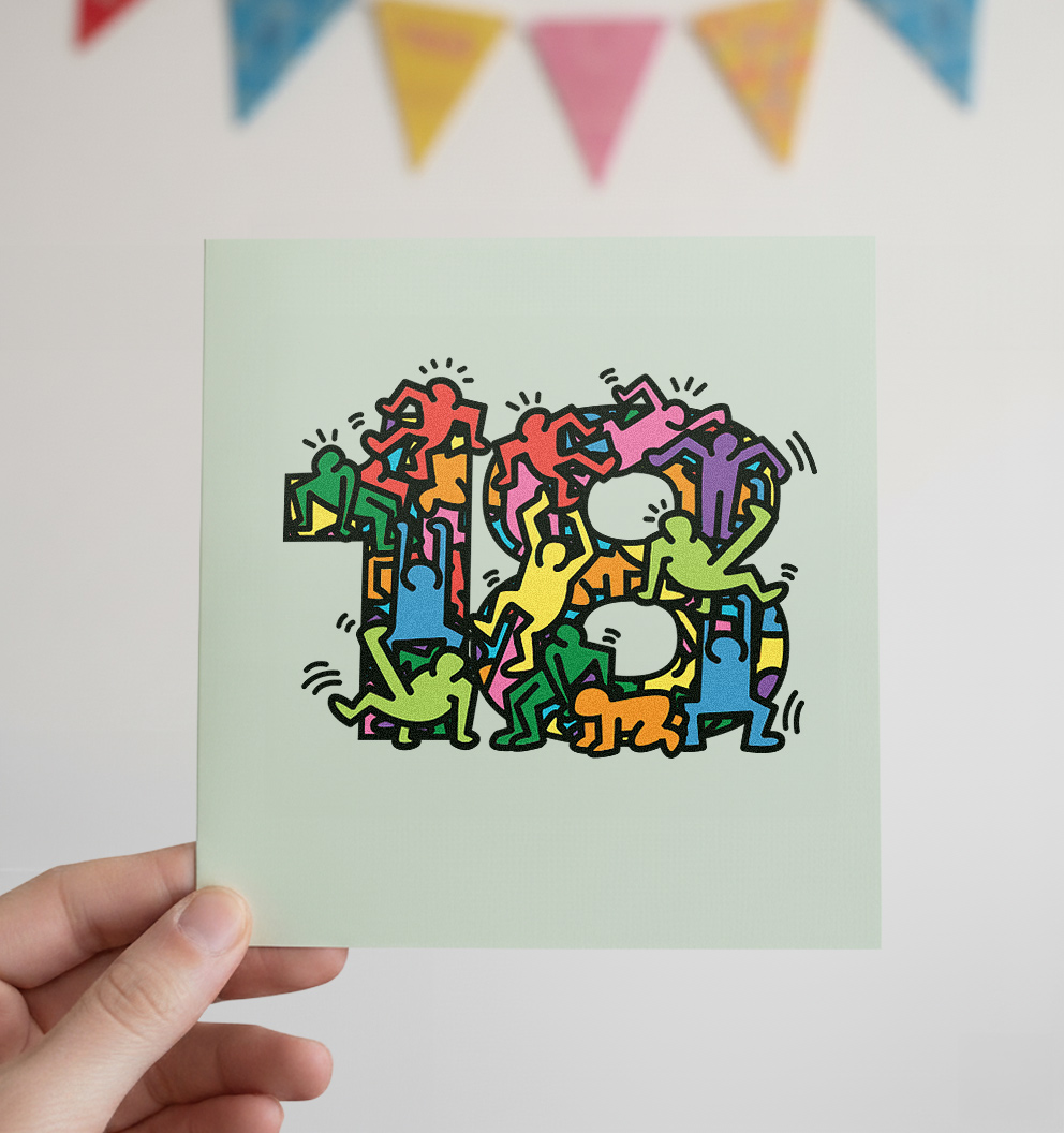 18 - Keith Haring Inspired Birthday Card Printable PDF