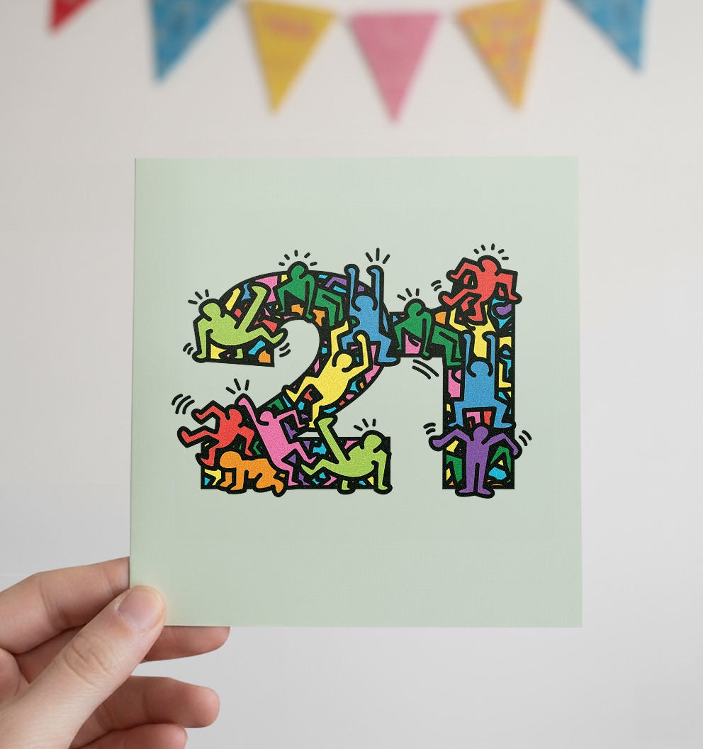 21 - Keith Haring Inspired Birthday Card Printable PDF