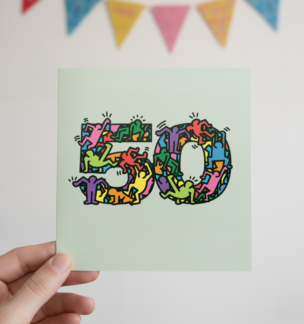 50 - Keith Haring Inspired Birthday Card Printable PDF