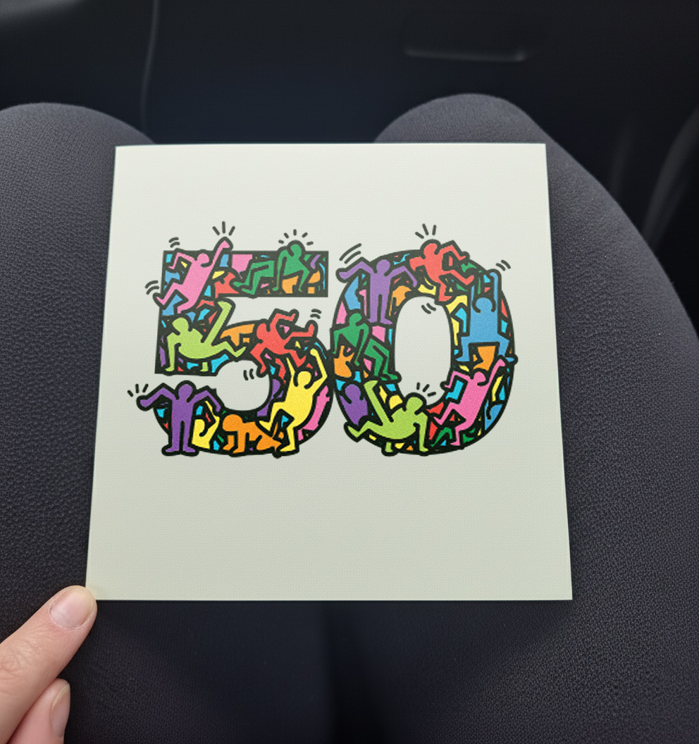 50 - Keith Haring Inspired Birthday Card Printable PDF
