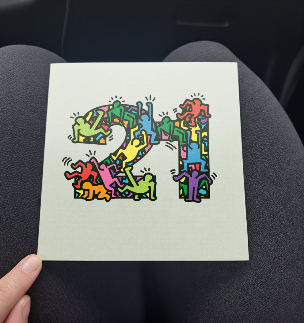 21 - Keith Haring Inspired Birthday Card Printable PDF