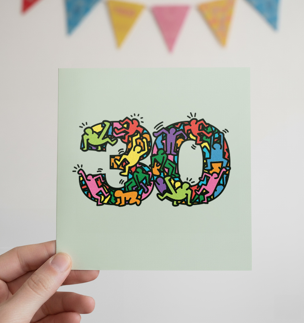 30 - Keith Haring Inspired Birthday Card Printable PDF