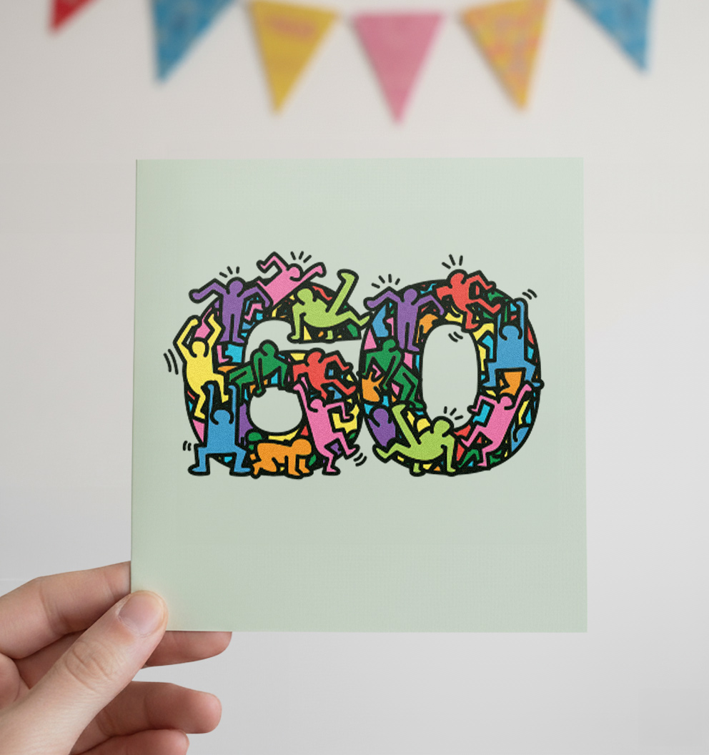 60 - Keith Haring Inspired Birthday Card Printable PDF