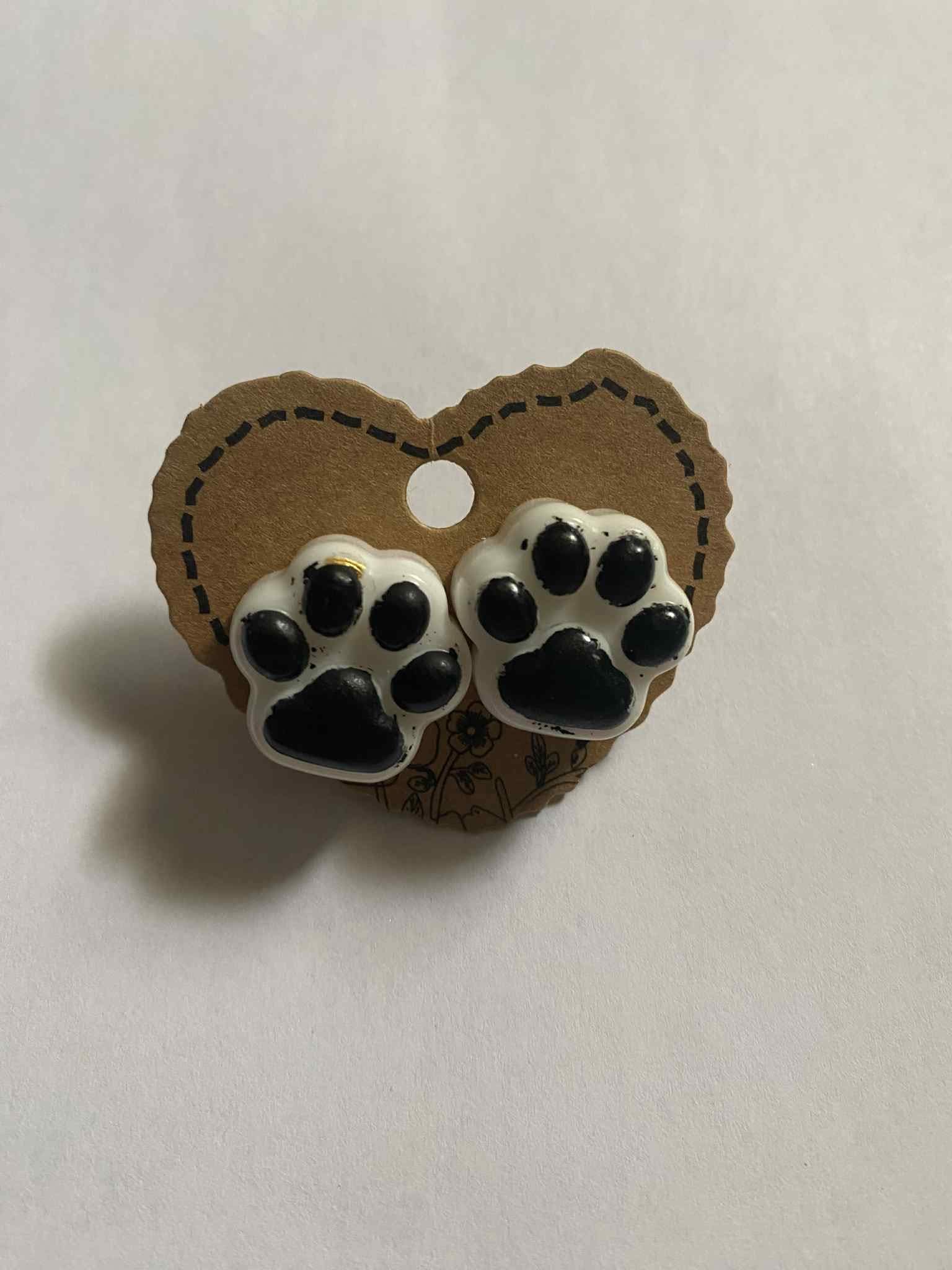White Paw Earrings