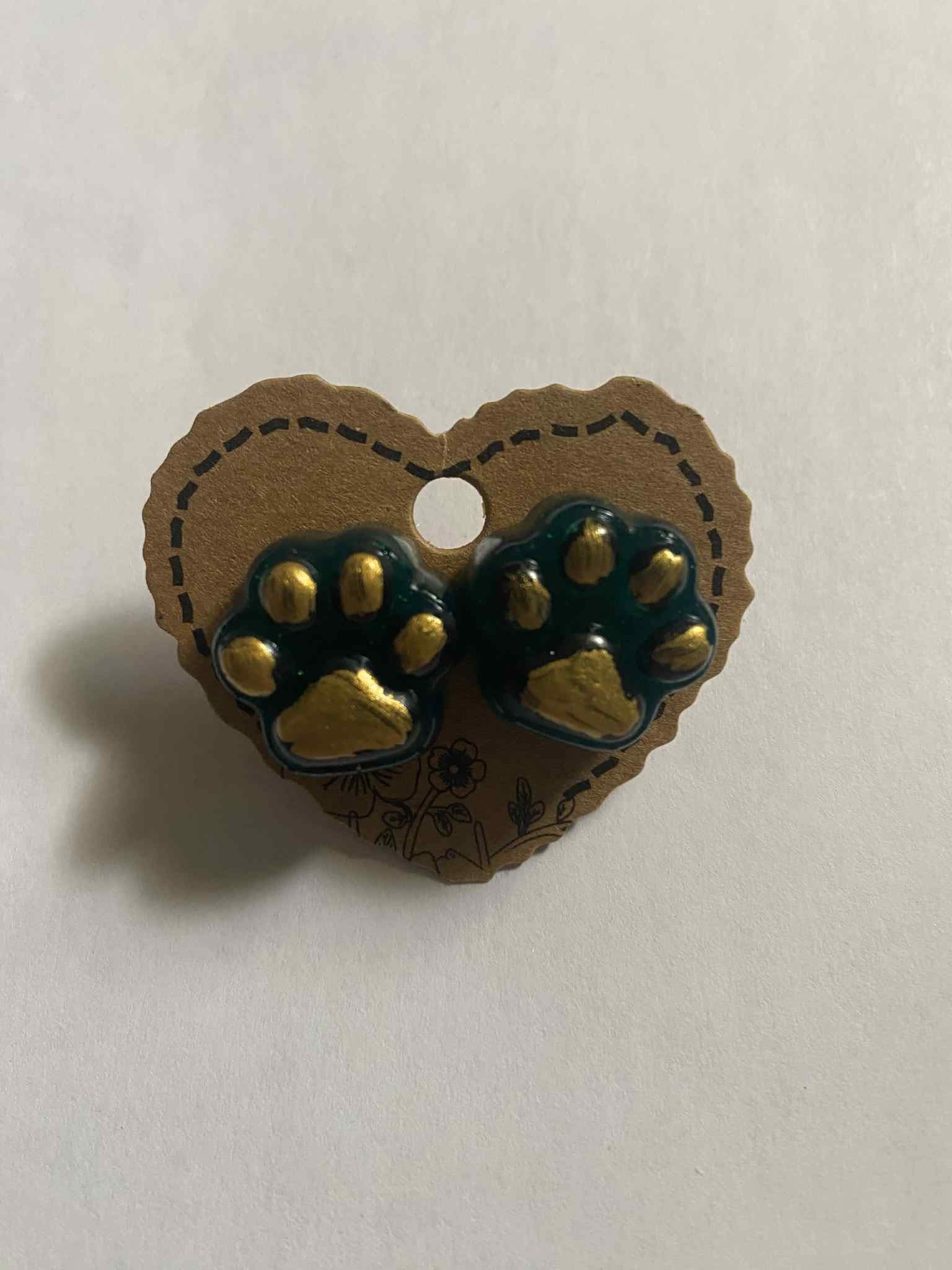 Green Paw Earrings