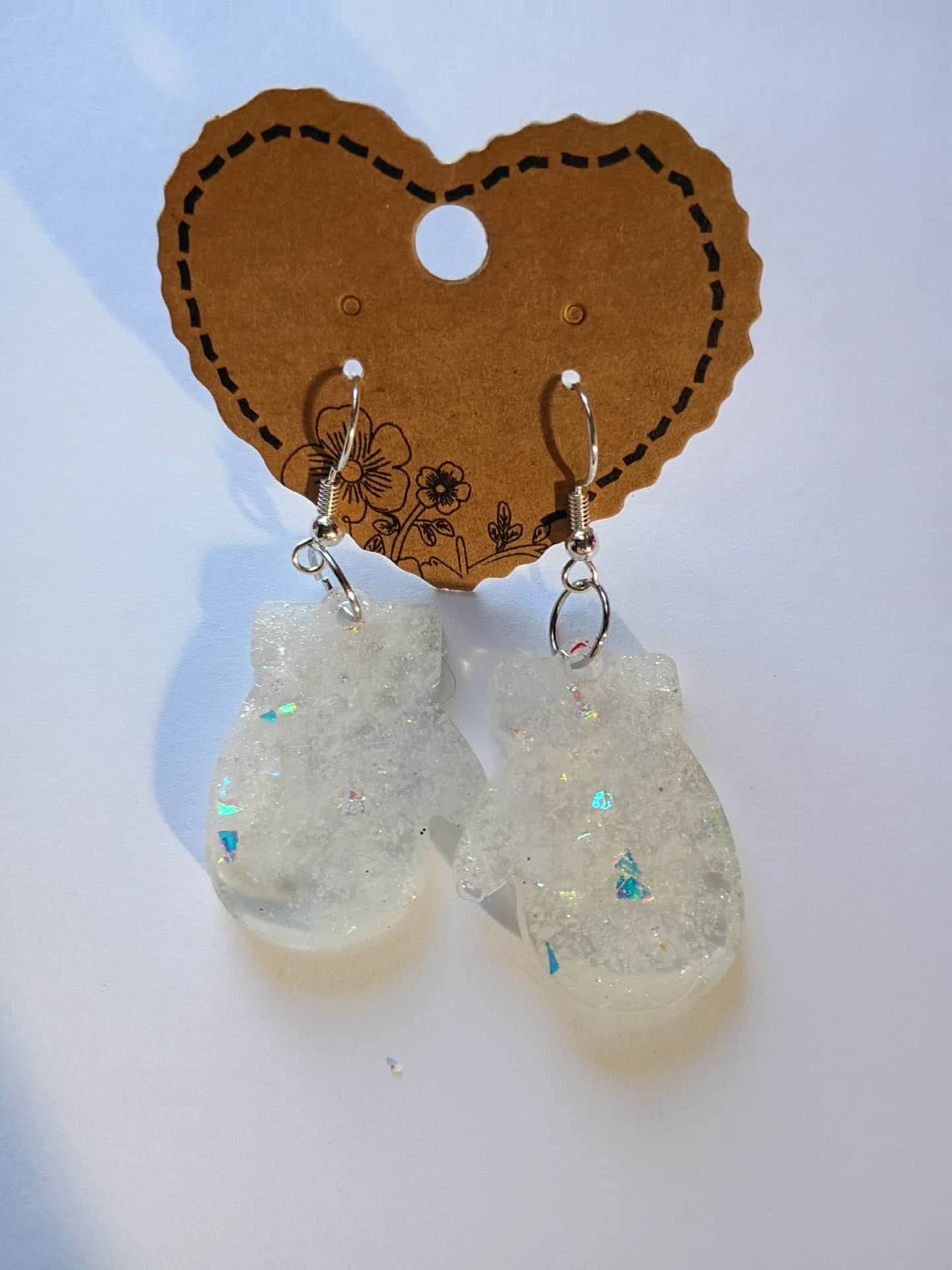 White Mitten Earrings
